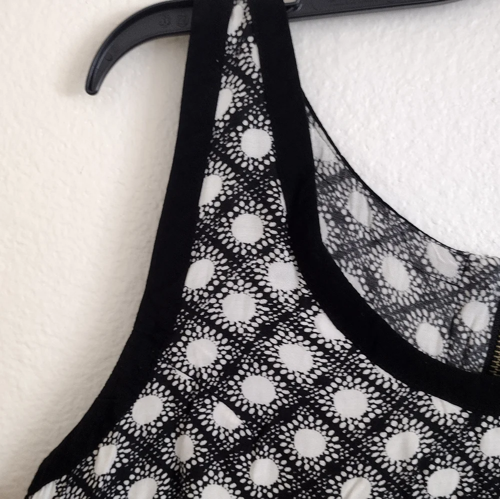 Free People Black White Sleeveless Molly Dot Swing Tunic Mini Dress